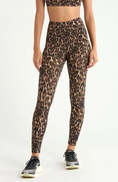Zella Studio Luxe Print High Waist 7/8 Leggings In Brown Elegant Leopard