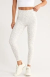 Zella Studio Luxe Print High Waist 7/8 Leggings In White