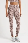Zella Studio Luxe Print High Waist Pocket 7/8 Leggings In Brown Tortoise Shell