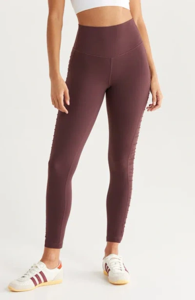 Zella Studio Luxe Ruched Leggings In Brown