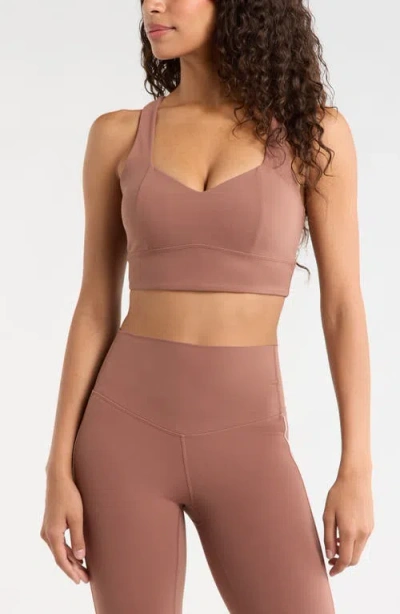 Zella Studio Luxe Sweetheart Sports Bra In Brown