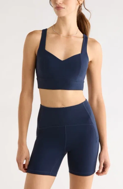 Zella Studio Luxe Sweetheart Sports Bra In Blue