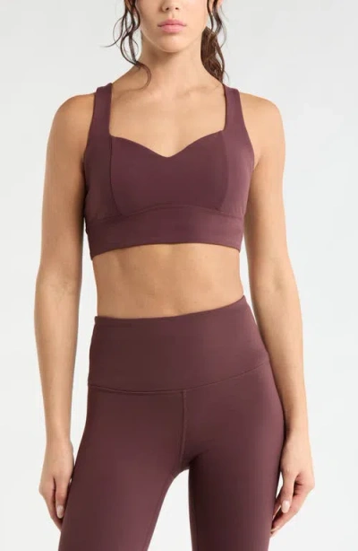 Zella Studio Luxe Sweetheart Sports Bra In Burgundy