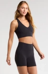 Zella Studio Luxe V-neck Racerback Sports Bra In Black