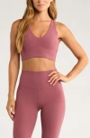 Zella Studio Luxe V-neck Racerback Sports Bra In Pink