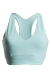 Zella Studio Luxe V-neck Racerback Sports Bra In Teal Aquifer