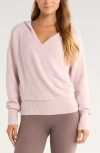 Zella Surplice Hoodie Sweater In Pink