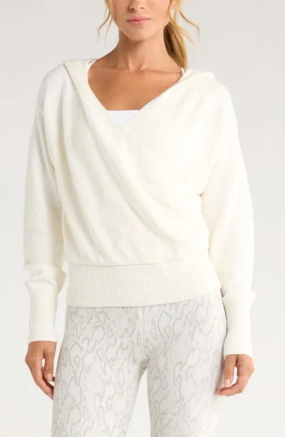Zella Surplice Hoodie Sweater In White