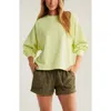 Zella Swoop Crewneck Sweatshirt In Green Finch