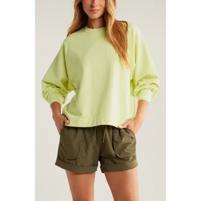 Zella Swoop Crewneck Sweatshirt In Green Finch