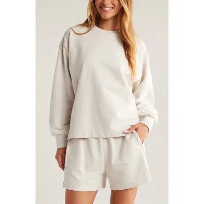 Zella Swoop Crewneck Sweatshirt In Grey Moonbeam