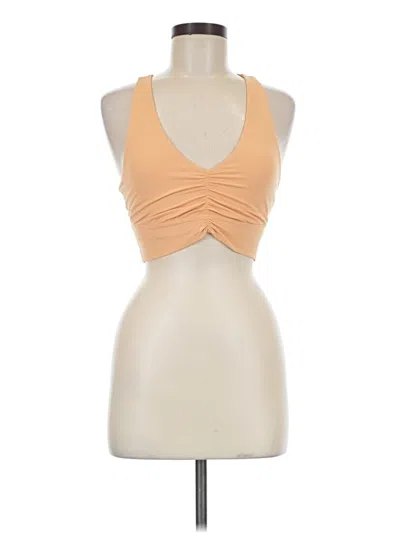 Pre-owned Zella Tank Top Tan Halter Neckline Tops