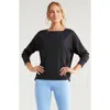 Zella Textured Equilibrium Long Sleeve T-shirt In Black