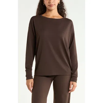 Zella Textured Equilibrium Long Sleeve T-shirt In Brown