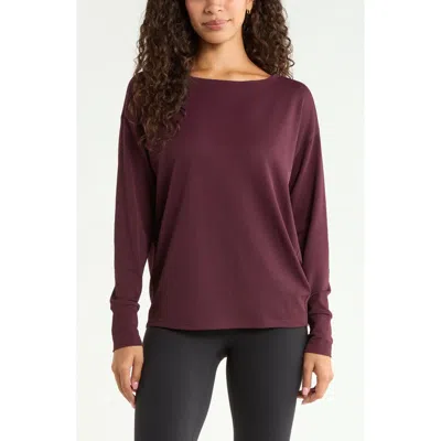 Zella Textured Equilibrium Long Sleeve T-shirt In Burgundy