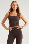 Zella Thrive Rib Bra Tank In Brown Mole