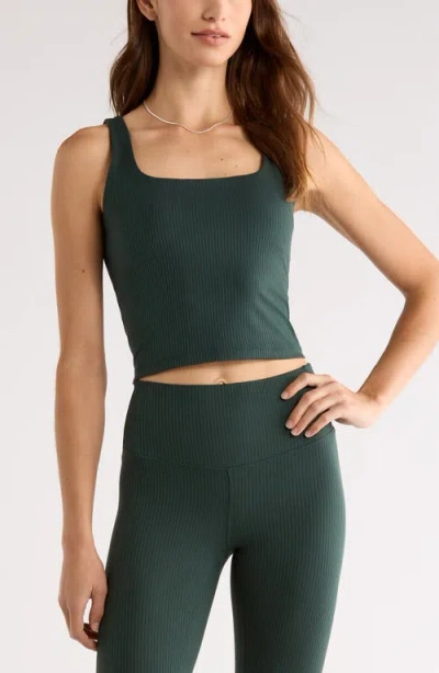 Zella Thrive Rib Bra Tank In Green