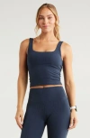 Zella Thrive Rib Bra Tank In Navy Sapphire