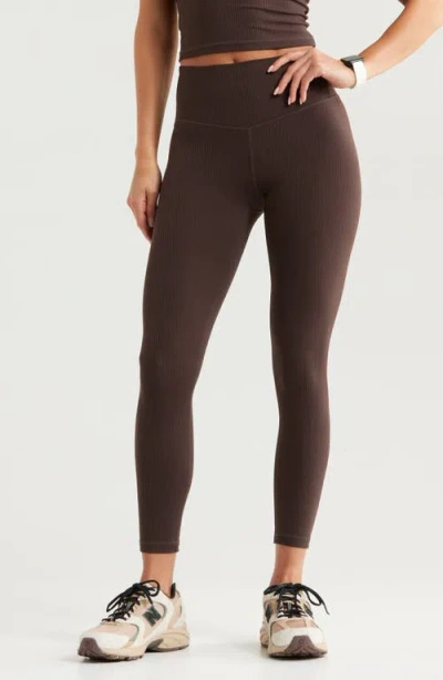Zella Thrive Rib High Waist 7/8 Leggings In Brown Mole
