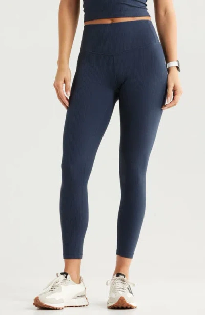 Zella Thrive Rib High Waist 7/8 Leggings In Navy Sapphire