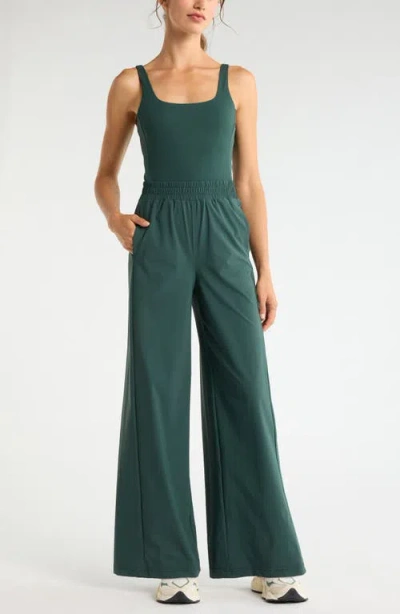 Zella Transit Wide Leg Jumpsuit In Green