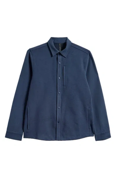 Zella Trek Brushed Ottoman Shirt Jacket In Navy Eclipse