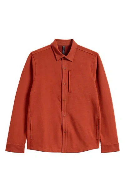 Zella Trek Brushed Ottoman Shirt Jacket In Rust Hills