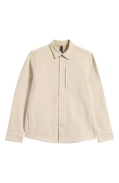 Zella Trek Brushed Ottoman Shirt Jacket In Tan Aluminum