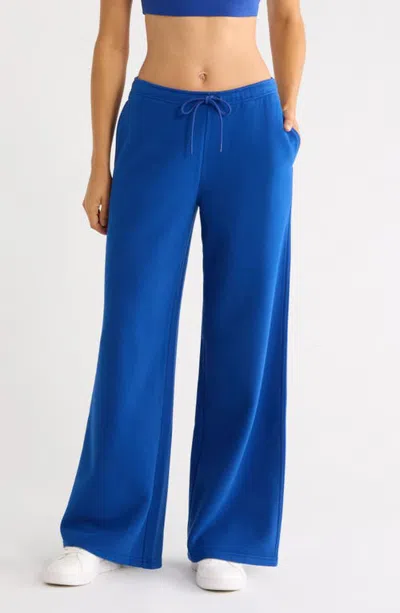 Zella Ultra Cozy Fleece Wide Leg Pants In Blue