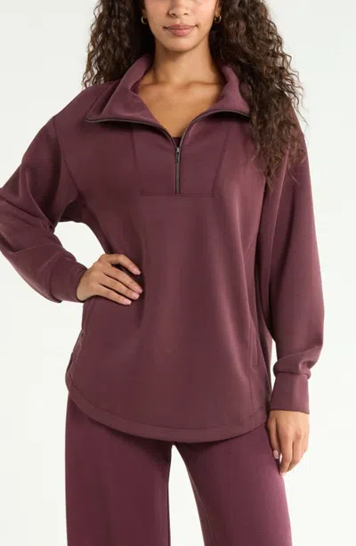 Zella Ultra Soft Half Zip Tunic In Burgundy