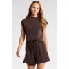 Zella Ultra Soft Scuba Top In Brown Mole