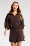 Zella Ultra Soft Scuba Half Zip Pullover In Brown Mole