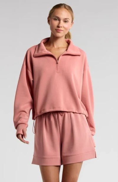 Zella Ultra Soft Scuba Half Zip Pullover In Pink Desert