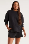 Zella Ultracozy Fleece Relaxed Sweatshirt In Black