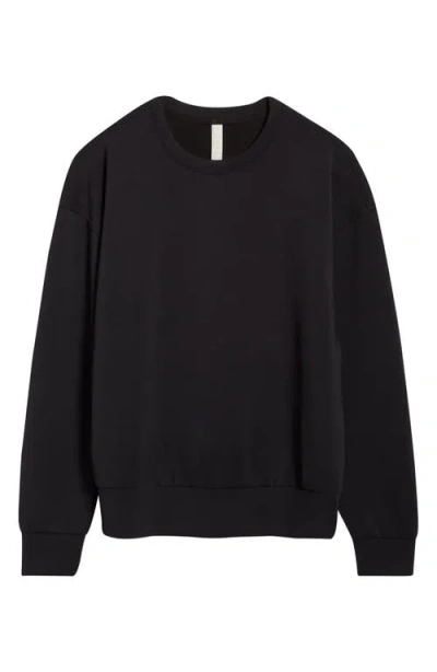 Zella Ultrasoft Boxy Knit Crew Sweatshirt In Black