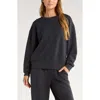 Zella Ultrasoft Boxy Knit Crew Sweatshirt In Black
