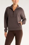 Zella Ultrasoft Half Zip Pullover In Brown