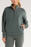 Zella Ultrasoft Half Zip Pullover In Green