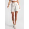 Zella Ultrasoft High Waist Scuba Knit Shorts In Beige Ivory Heather