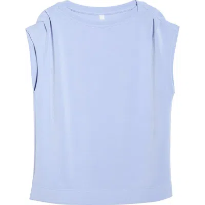 Zella Ultrasoft Knit Gathered Shoulder Top In Blue