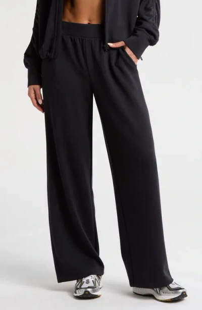 Zella Ultrasoft Knit High Waist Straight Leg Pants In Black