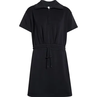 Zella Ultrasoft Knit Quarter Zip Dress In Black