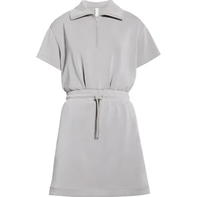 Zella Ultrasoft Knit Quarter Zip Dress In Gray