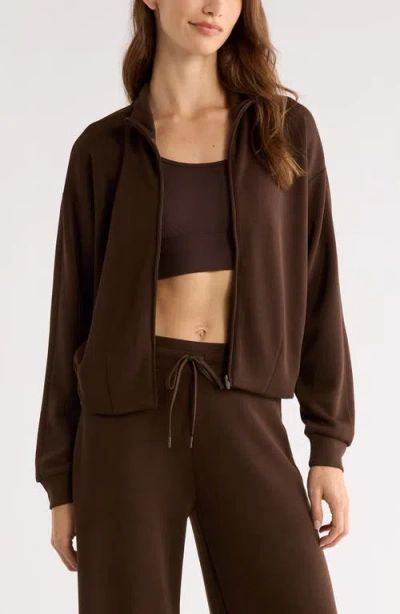 Zella Ultrasoft Zip Jacket In Brown