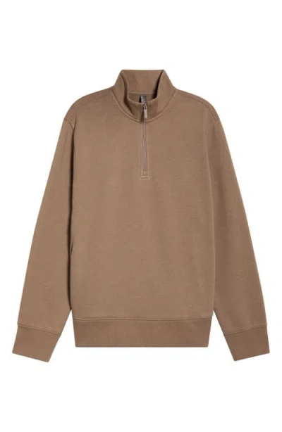 Zella Vital Fleece Quarter Zip Pullover In Brown