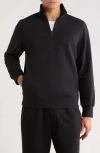 Zella Vital Fleece Quarter Zip Pullover In Black