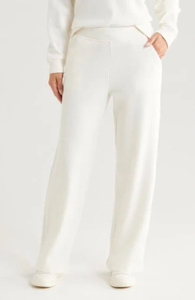Zella Waffle Knit Easy Pants In Ivory Egret