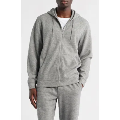 Zella Waffle Knit Zip-up Hoodie In Grey Heather