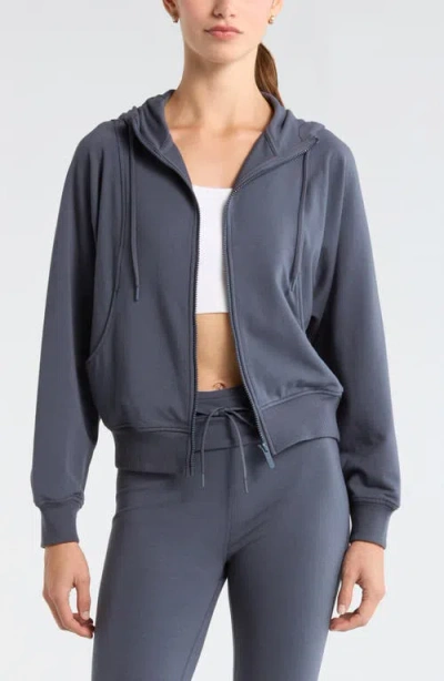 Zella Weekend French Terry Full Zip Hoodie In Blue