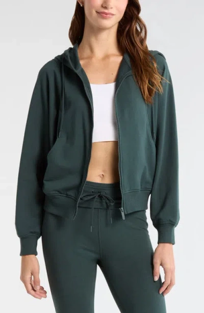 Zella Weekend French Terry Full Zip Hoodie In Green